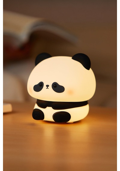Rgb Işıklı Dokunmatik Panda Gece Lambası Silikon Yumuşak Malzeme, Renk Değiştiren Çocuk Gece Lambası Beyaz