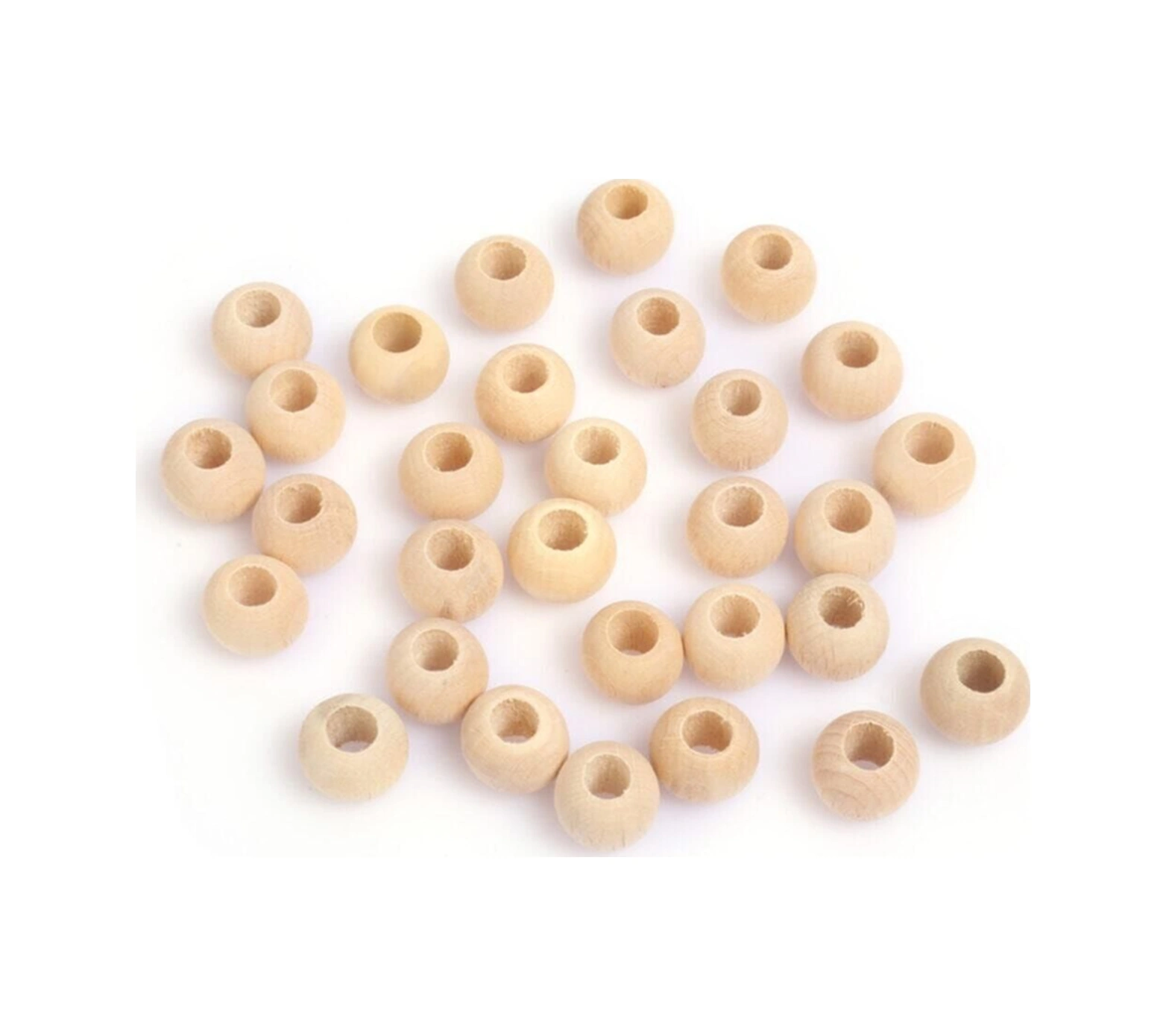 10mm Cilasız Ahşap Boncuk 20gram 50 Adet Makrome Boncuk, Tahta Boncuk