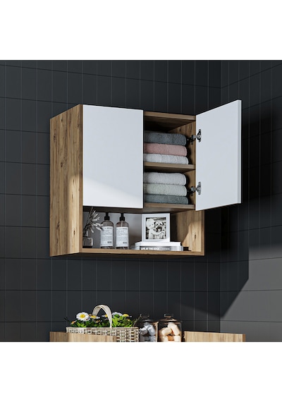 Çamaşır-kurutma Makinesi Dolabı Kapaklı Üst Dolabı Banyo Dolap Atlantik Çam - Beyaz Çamaşır-kurutma Makinesi Dolabı Kapaklı Üst Dolabı Banyo Dolap Atlantik Çam - Beyaz