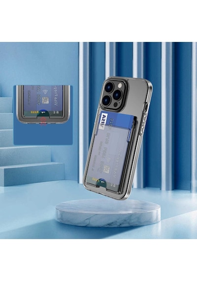 Apple Uyumlu iPhone 13 Pro Kılıf Zore Ensa Kartlık Bölmeli Şeffaf Kılıf Renksiz