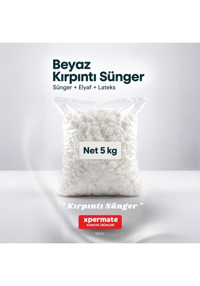 Kırpıntı Sünger Dolgu Malzemesi Beyaz Sünger Parçacıkları Elyaf Kırpık Sünger Dolgu Lateks 5 Kg