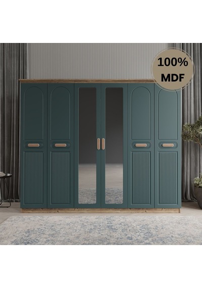 Pera 6 Kapak Mdf Gardırop Yeşi