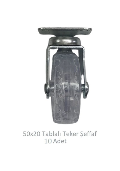 Ofis Koltuk Dolap Etajer 360 Derece Döner 50 X 20 Tablalı Teker Şeffaf 50 Mm 10 Adet Şeffaf