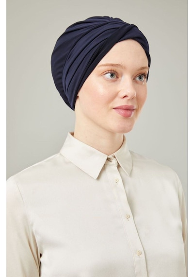 Melodi Scarf Kadın Tesettür Dolama Bone Lacivert Lacivert