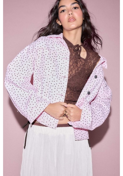 Defacto Regular Fıt Gömlek Yaka Gabardin Pembe Ceket H5733ax26smpn440 Pembe-pn440