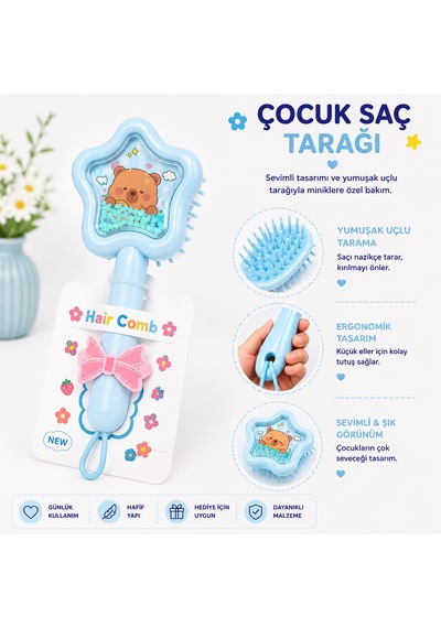 Sevimli Karekter Yumuşak Uçlu Çocuk Saç Tarağı 001