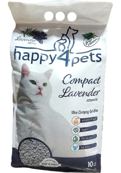 Happy4pets Lavanta Kokulu İnce Taneli Topaklaşan Bentonit Kedi Kumu 10 KG