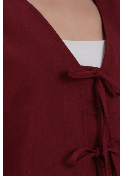 Armonika Kadın Bordo Önden Bağlamalı Etek Ucu Fırfırlı Kolları Lastikli Bluz Arm-26k001019 Armonika Kadın Bordo Önden Bağlamalı Etek Ucu Fırfırlı Kolları Lastikli Bluz Arm-26k001019