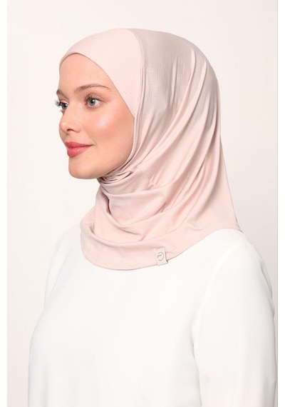 Melodi Scarf Kadın Tesettür Cimafit Nefes Alan Hazır Pratik Hijab Bone Açık Bej