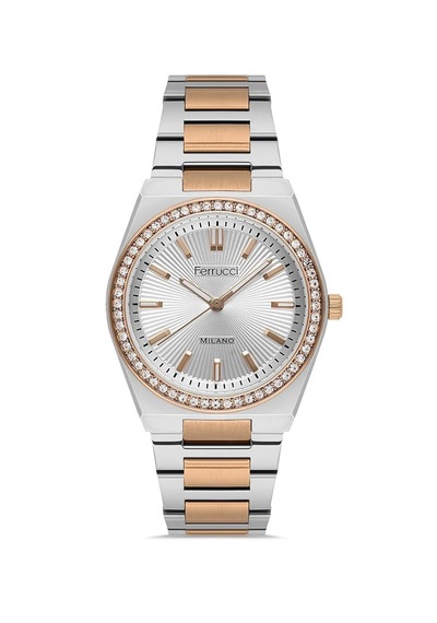 Ferrucci Fc73894 Zirkon Taşlı Şık Çelik Kordon Ve Kasa Kadın Kol Saati Gümüş - Rose Gold