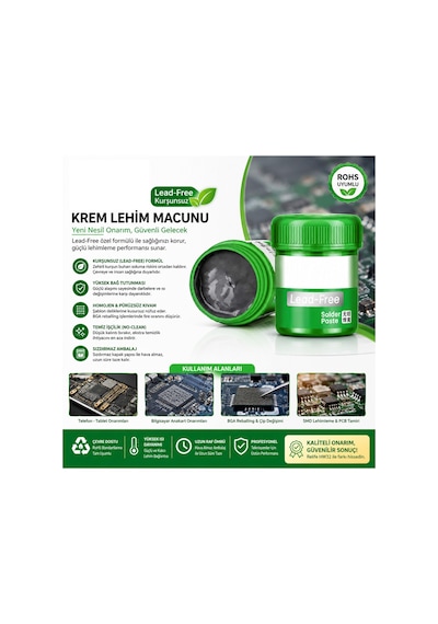 Kurşunsuz Krem Lehim Pastası - Lehim Macunu Smd Bga Anakart Tamir Solder Paste 40 Gr