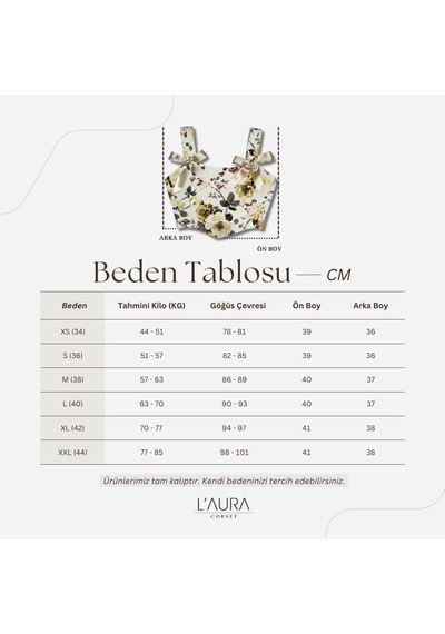 L'aura Corset Çiçek Desenli Bayan Korse Büstiyer Çok Renkli