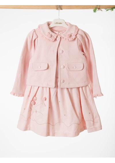 Xo Kids Kız Çocuk Elbise + Bolero 5-8 Yaş 52143 Pudra