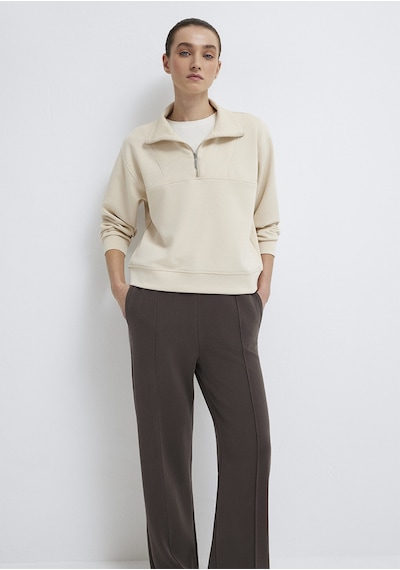 Mavi - Yarı Fermuarlı Ekru Tencel Sweatshirt 1s10488-70005 Ekru