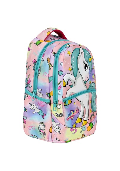 Yeşil Unicorn Desenli Kız İlkokul Sırt Çantası + Beslenme Çantası 2306 Açık Mor