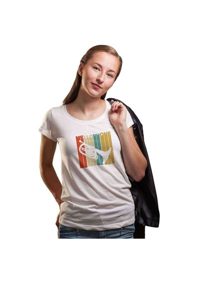 Silhouette Mellophone Vintage Style Kadın Beyaz Tshirt