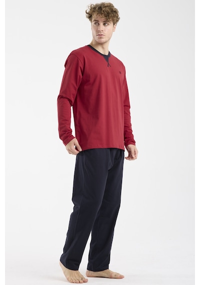 Sementa Bisiklet Yaka Uzun Kol Pijama Takım - Bordo Bordo