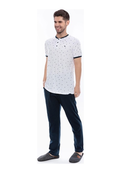 Arnetta 2061 Erkek Düğmeli 3'lü Pijama Takım 001