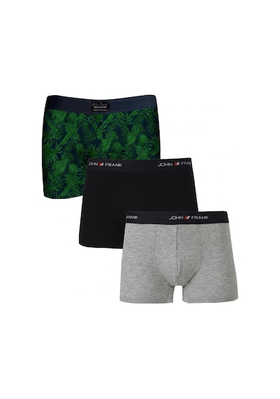 John Frank Logolu Pamuklu 3'lü Paket Boxer Erkek Boxer Jfbs3 Yeşil-lacivert-gri