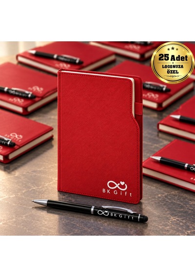 Logonuza Özel 25 Adet 374 Termo Deri Tarihli Ajanda & Siyah Touch Pen Tükenmez Kalem Kırmızı Akdnz-bitmeyencom38519 27757 Bk Kurumsal