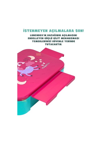 Vagonlife Bento 900ml Lunchbox Tek Katlı 2 Bölmeli Pp Plastik Çocuk Sefer Tası Yemek Kutusu Pembe