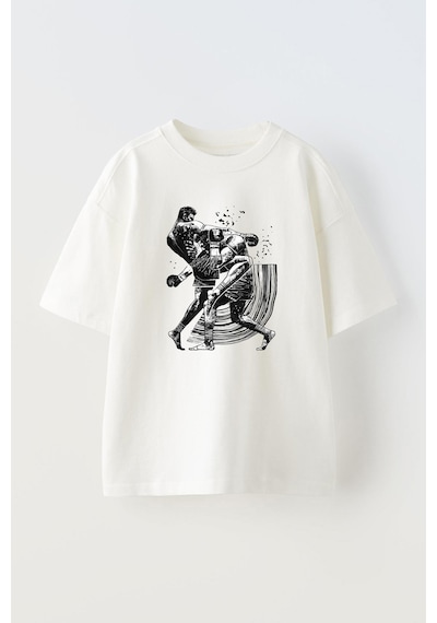 Thewert Unisex Reebok Combak Tasarım Baskılı Pamuk Beyaz Oversize T-shirt