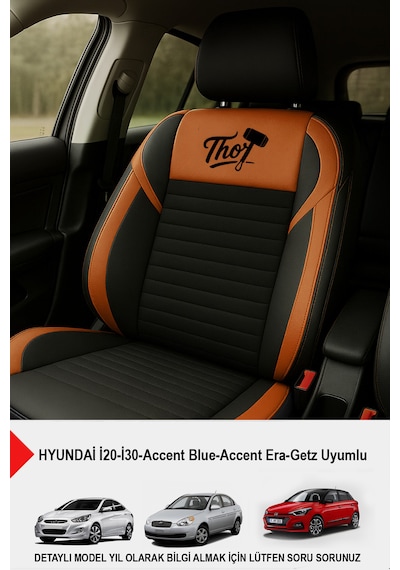 Thor Tay Tüyü Oto Koltuk Kılıfı Hyundai İ20-i30-accent-blue-era-getz Uyumlu Taba