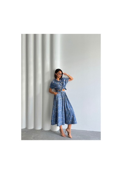 Verymoda Nakışlı Etek F1901 Koyu Mavi