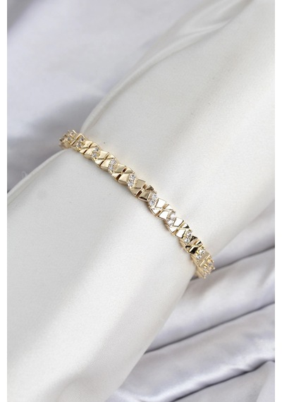 Mey İthalat Cm Model Zirkon Taşlı Vıp Seri Gold Renk Pirinç Kadın Bileklik Diğer 73627371