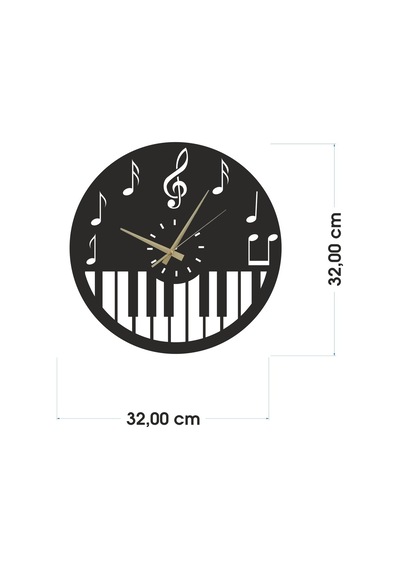 Nota Saat Duvar Dekoru Müzik-Piyano-Şık Hediyelik Saatlar Çok Renkli