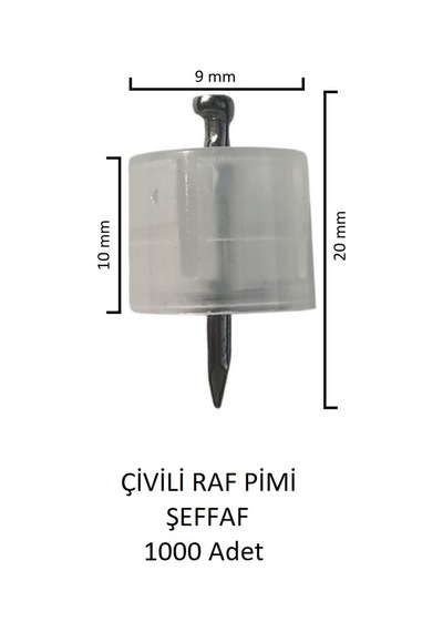Çivili Raf Pimi Şeffaf 1000 Adet Şeffaf