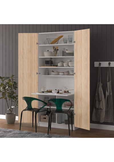 Asra Trend Modern Dolaplı Çalışma Masası MD001 %100 MDF Katlanır Raflı Ofis Yemek Masası Sonoma-Beyaz Asra Trend Modern Dolaplı Çalışma Masası MD001 %100 MDF Katlanır Raflı Ofis Yemek Masası Sonoma-Beyaz
