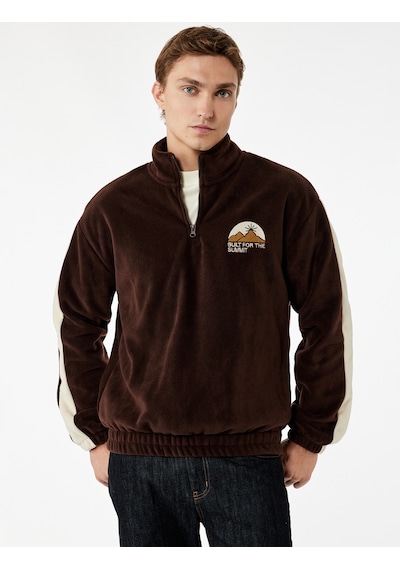 Koton Regular Fit Renk Bloklu Nakışlı Yarım Fermuarlı Polar Sweatshirt Kahverengi 7wam70050mk Kahve Koton Regular Fit Renk Bloklu Nakışlı Yarım Fermuarlı Polar Sweatshirt Kahverengi 7wam70050mk Kahve