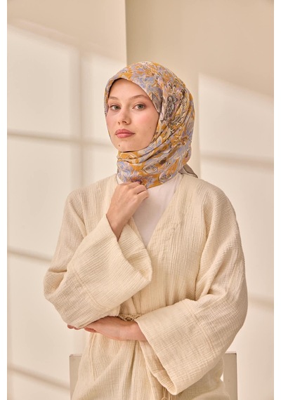 Silk Home Olinda İpek Eşarp 47002-37 Gri, Mavi, Hardal, Taş, Lila