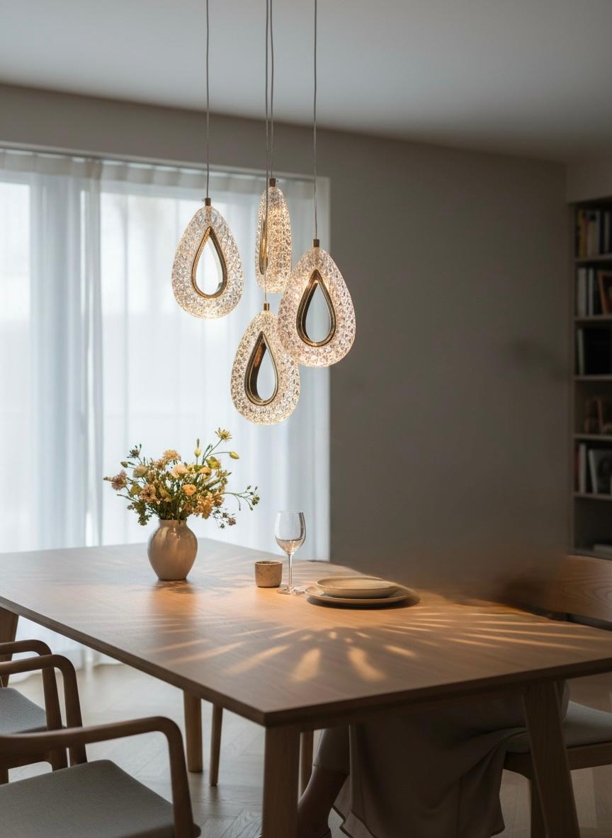 3 Renk 4 Lü Kristal Damla Sarkıt Model Lüx Avize Krom - Gümüş