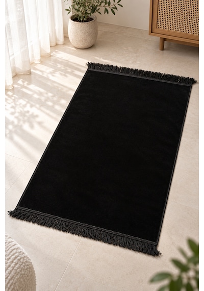 Düz Velur Kadife Seccade 70x110 Cm Siyah