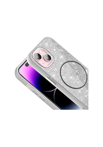 Apple iPhone Uyumlu 15 Kılıf Dökülmeyen Simli Silikon Magsafe Kamera Yükseltili Pazarplus Altın
