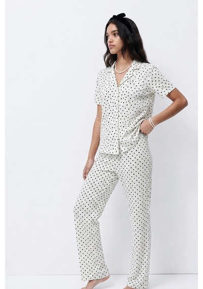 Standart Boy Elastanlı Kar Beyaz Pijama Takımı