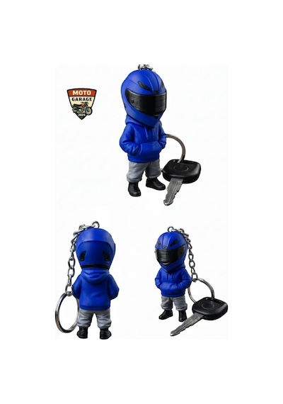 Lacivert Motorcu Anahtarlık - 3d Baskı Moto Figürü