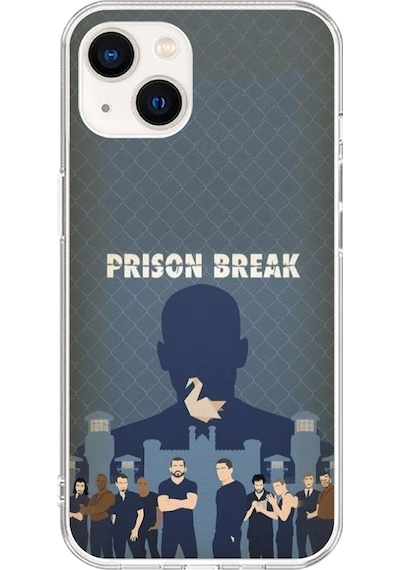 Apple Uyumlu iPhone 14 Plus Şeffaf Kılıf Prison Break Tasarımlı