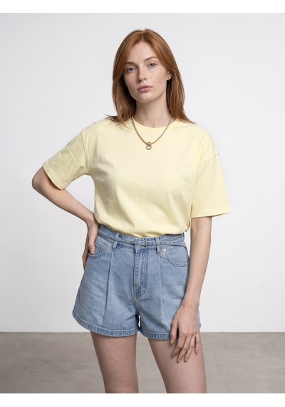 Dilvin 31017 %100 Pamuk Basic T-shirt-açık Sarı