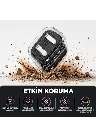 Samsung Galaxy Buds 4 / Buds 4 Pro İle Uyumlu Heartpop 3d Kalpli Şeffaf Kulaklık Kılıfı Pembe Karabinalı, Kalp Ve Smiley Charm Aksesuarlı Koruyucu Kulaklık Kabı