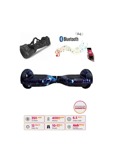 Citymate Hoverboard 6.5 inch Elektrikli Kaykay Scooter Bluetooth Hoparlörlü Çanta Hediye D12