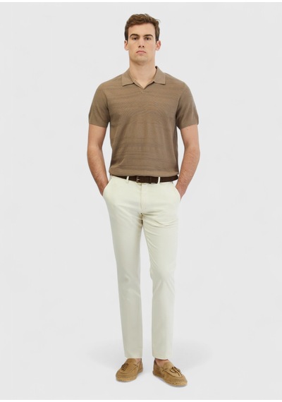 Ramsey Ekru Düz Dokuma Regular Fit Casual Pantolon
