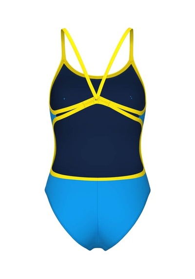 Arena Women's Swımsuıt Lace Back Solıd Turquoıse-yellow Star Çok Renkli Çok Renkli