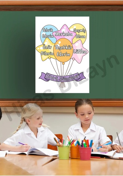 Sihirli Sözcükler Okul Öncesi Ve İlkokul Eğitici Afiş Sınıf Kuralları Poster Seti A3 Boyut 30x42 Cm
