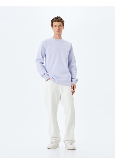 Koton Bisiklet Yaka Pamuklu Basic Sweatshirt Lila 5sam70008mk Lila