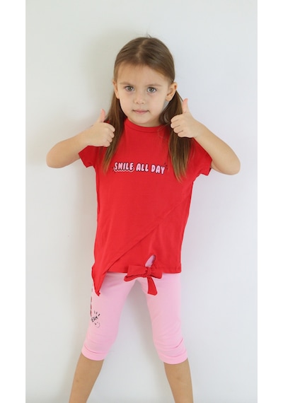 Harika Kids Kız Çocuk Kaprili Kısa Kollu Yazlık Basic Takım 2-5 Yaş 001
