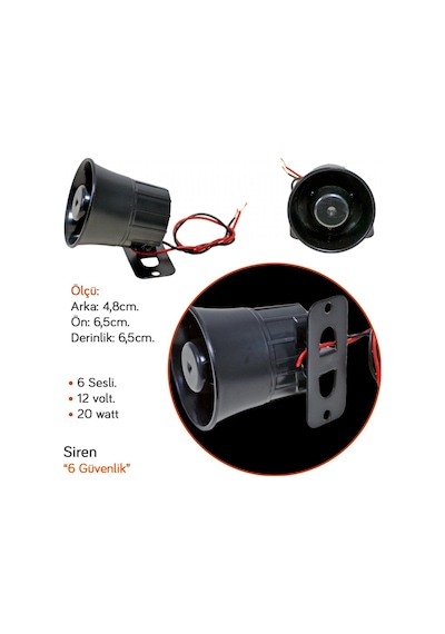 Carub Siren Güvenlik 12v 20w 6 Sesli 4,8cm Br2741105