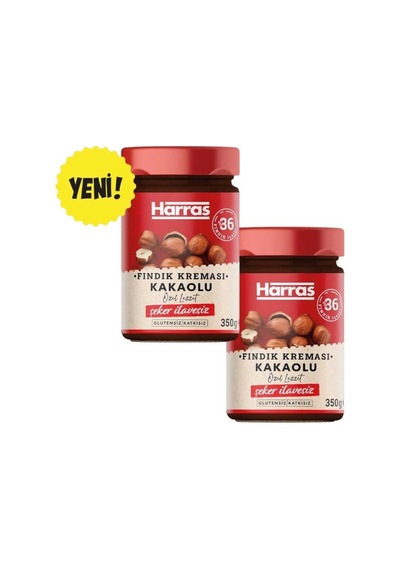 Şeker İlavesiz Kakaolu Fındık Kreması 350 G X 2 Adet - Sürülebilir Çikolatalı Fındık Ezmesi